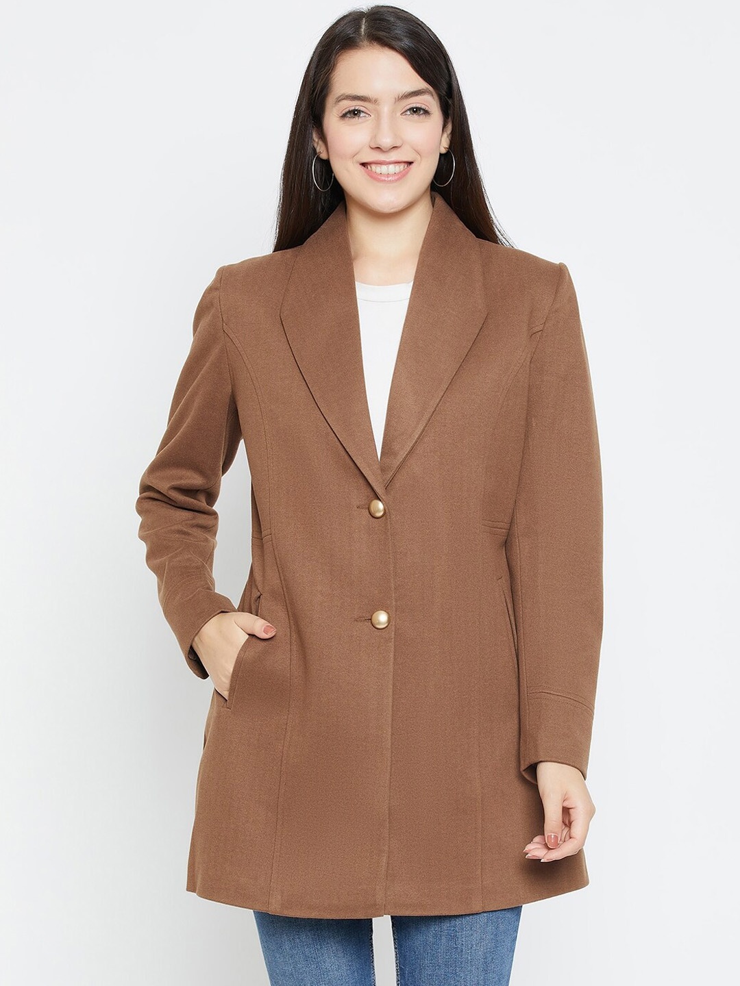 

Okane Shawl Collar Tweed Overcoat, Brown