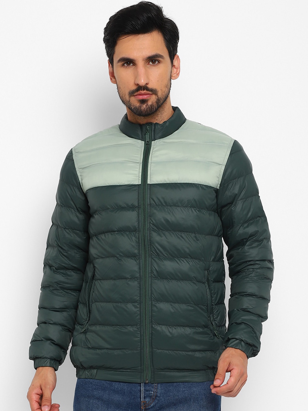 

Red Chief Colourblocked Lightweight Puffer Jacket, Green