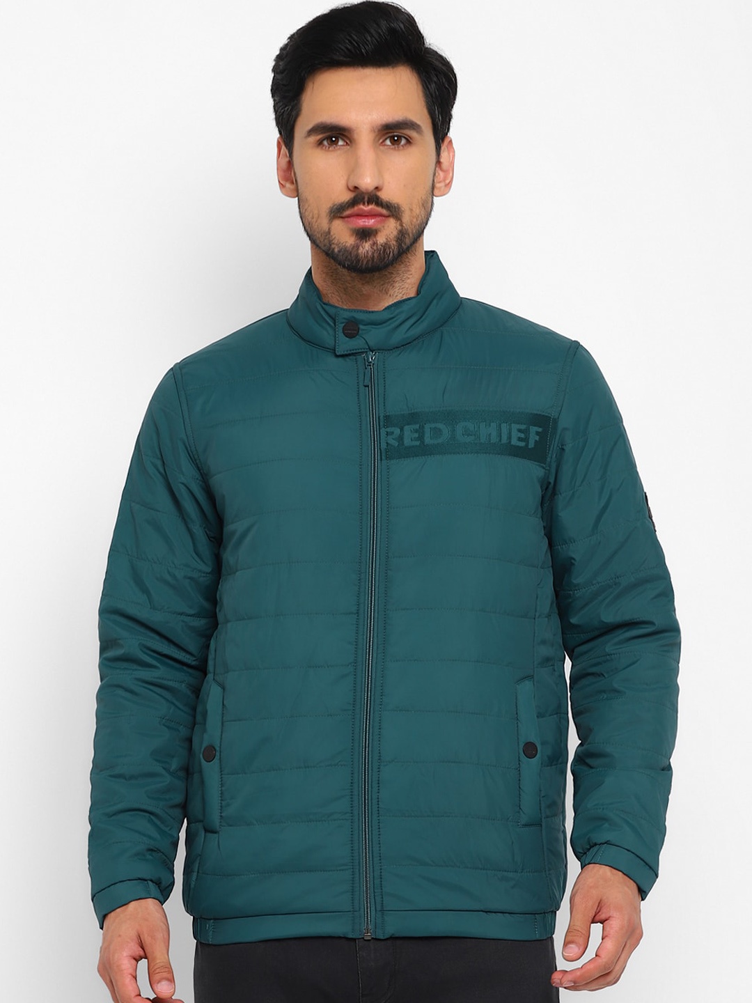 

Red Chief Stand Collar Lightweight Padded Jacket, Sea green