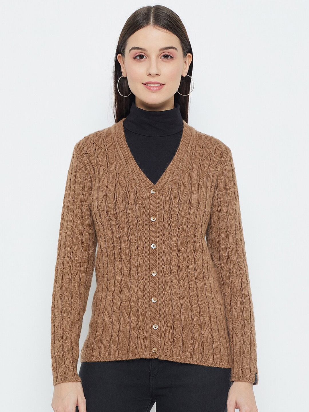 

CREATIVE LINE Cable Knit Woollen Cardigan, Beige