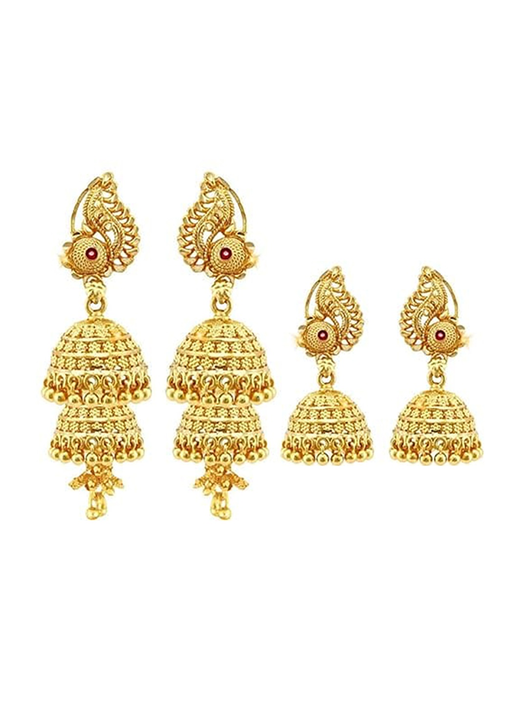 

Vighnaharta Set Of 2 Gold-Plated Floral Jhumkas