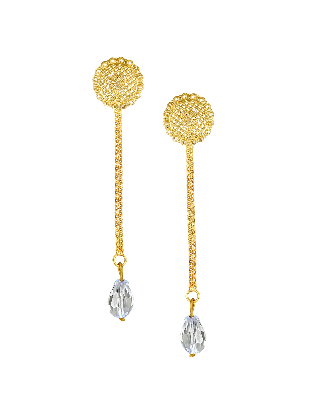 

Vighnaharta Set Of 2 Gold Plated Removable Stud And Chain Drop Earring