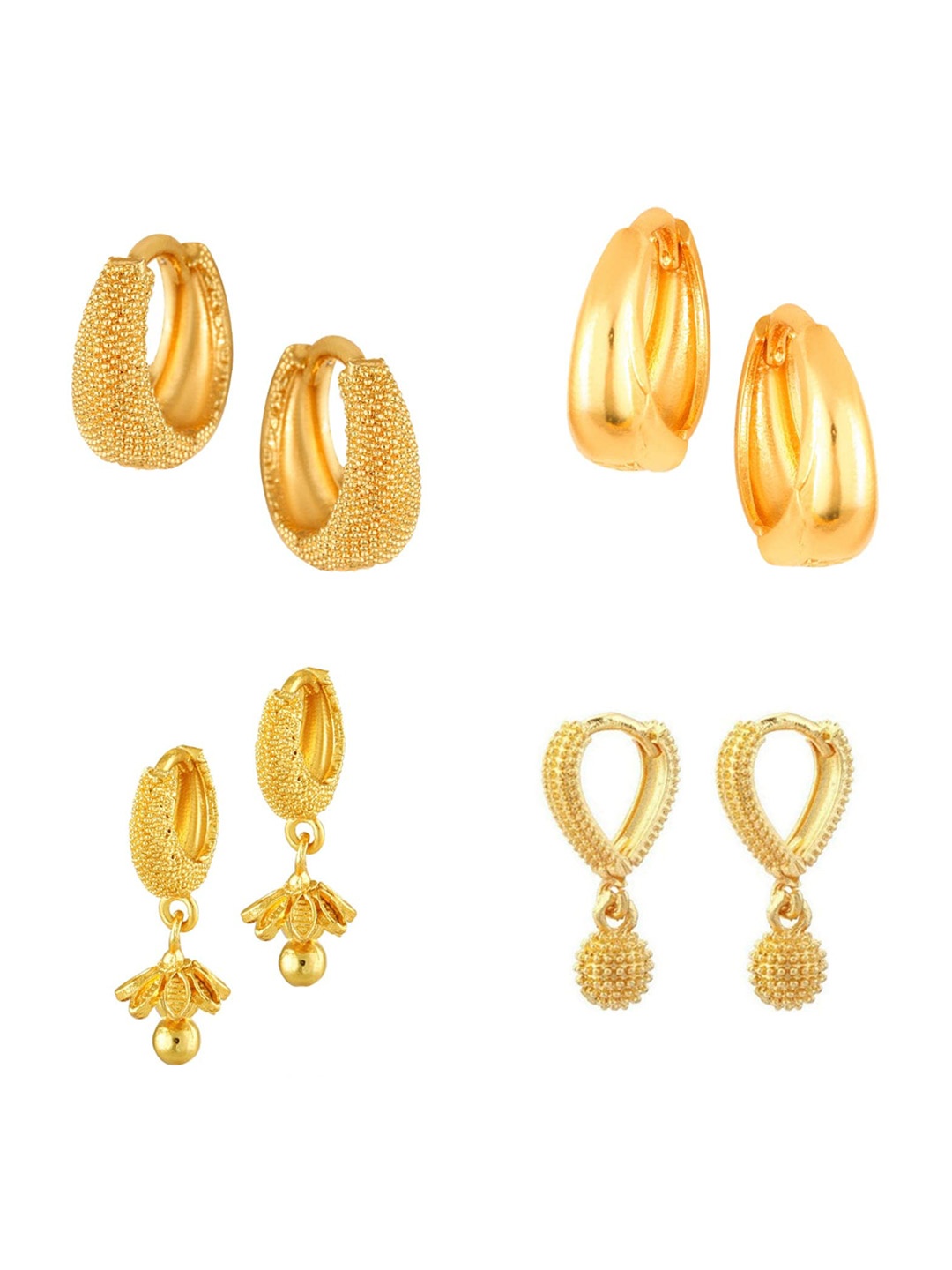 

Vighnaharta Set Of 4 Gold-Plated Hoop Earrings