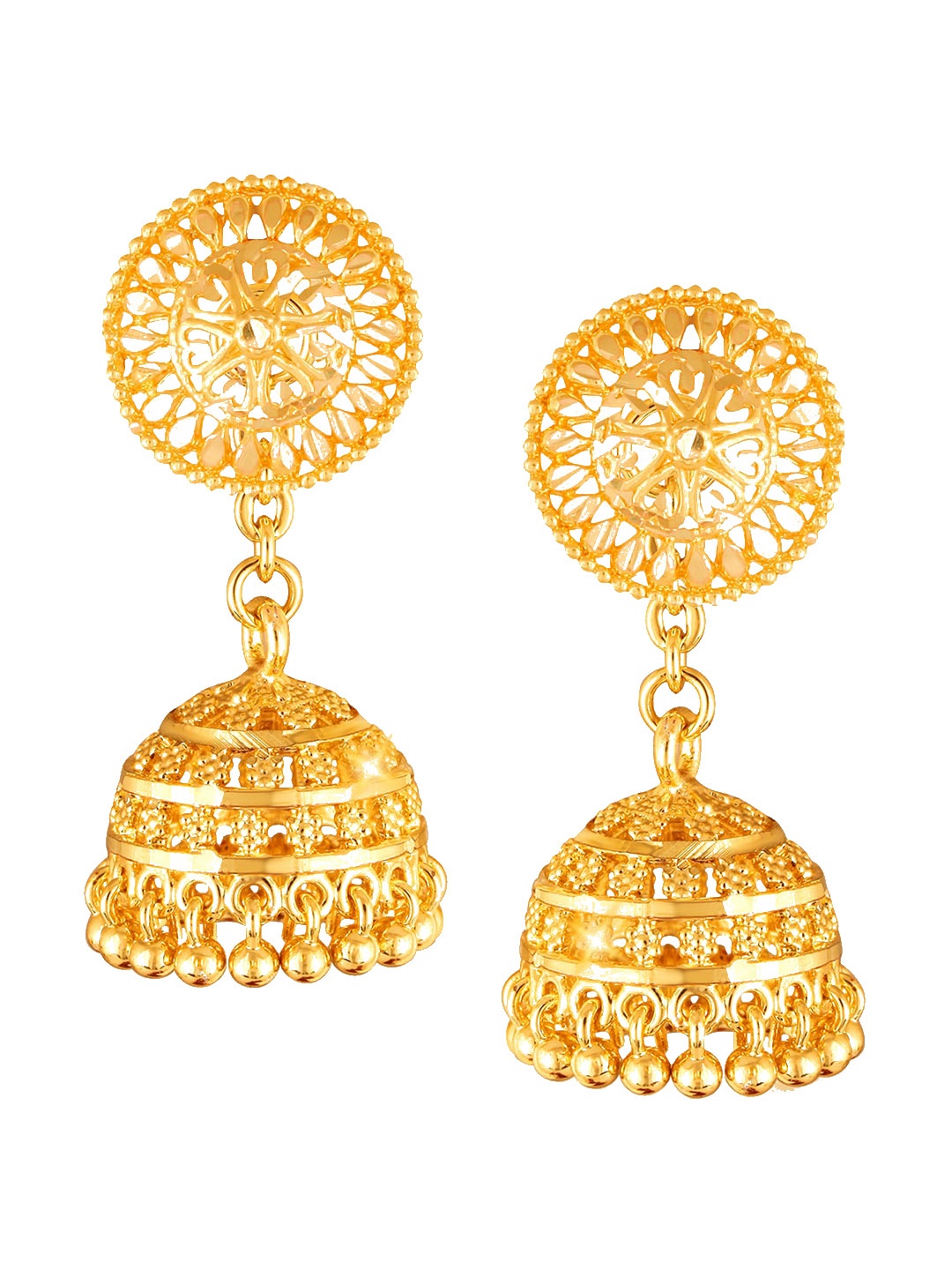 Vighnaharta Gold-Plated Floral Jhumkas