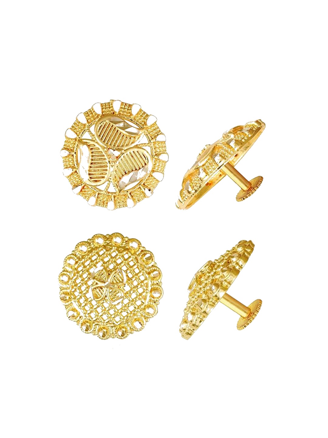 

Vighnaharta Set Of 2 Gold Plated Floral Studs Earrings
