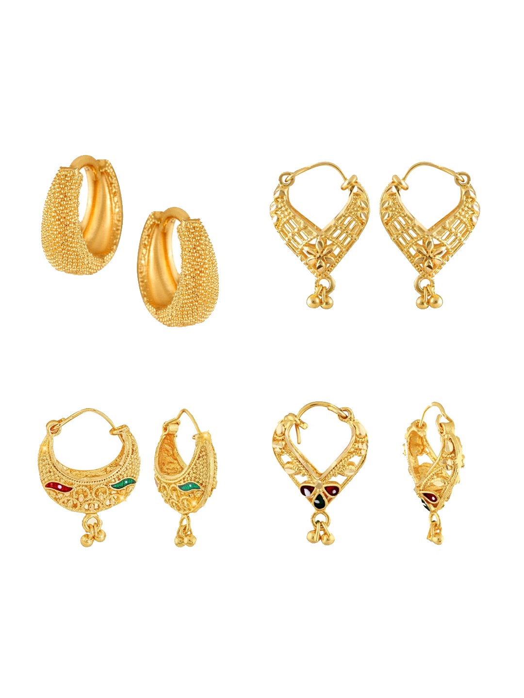 

Vighnaharta Set Of 4 Gold Plated Studs Earrings