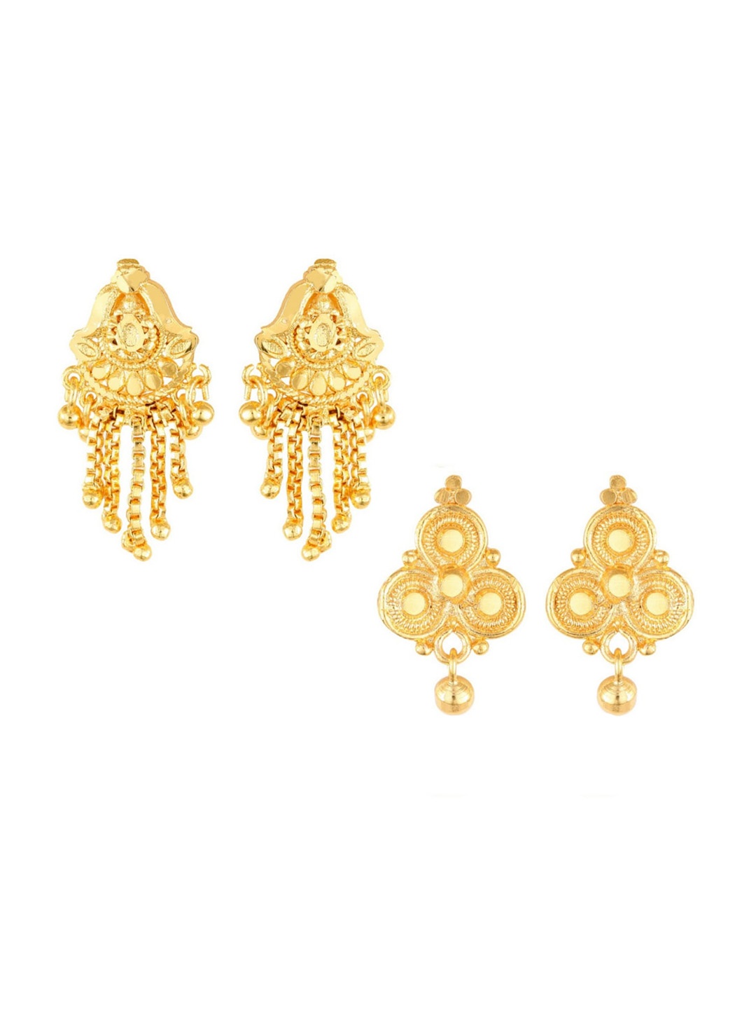 

Vighnaharta Set of 2 Gold-Plated Drop Earrings
