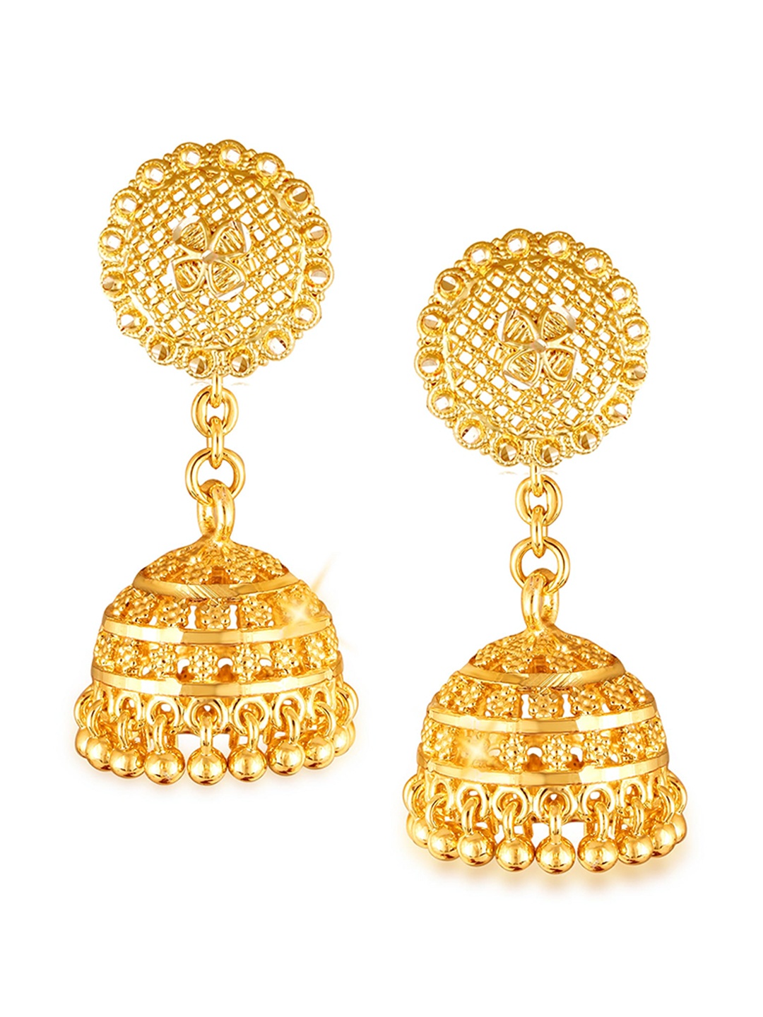 

Vighnaharta Gold-Plated Floral Studs With Removable Jhumkas