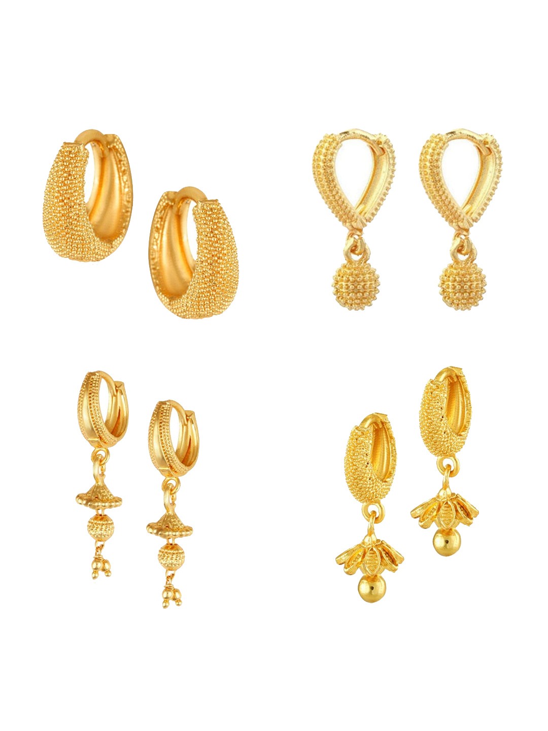 

Vighnaharta Set of 4 Gold Plated Hoop Earrings