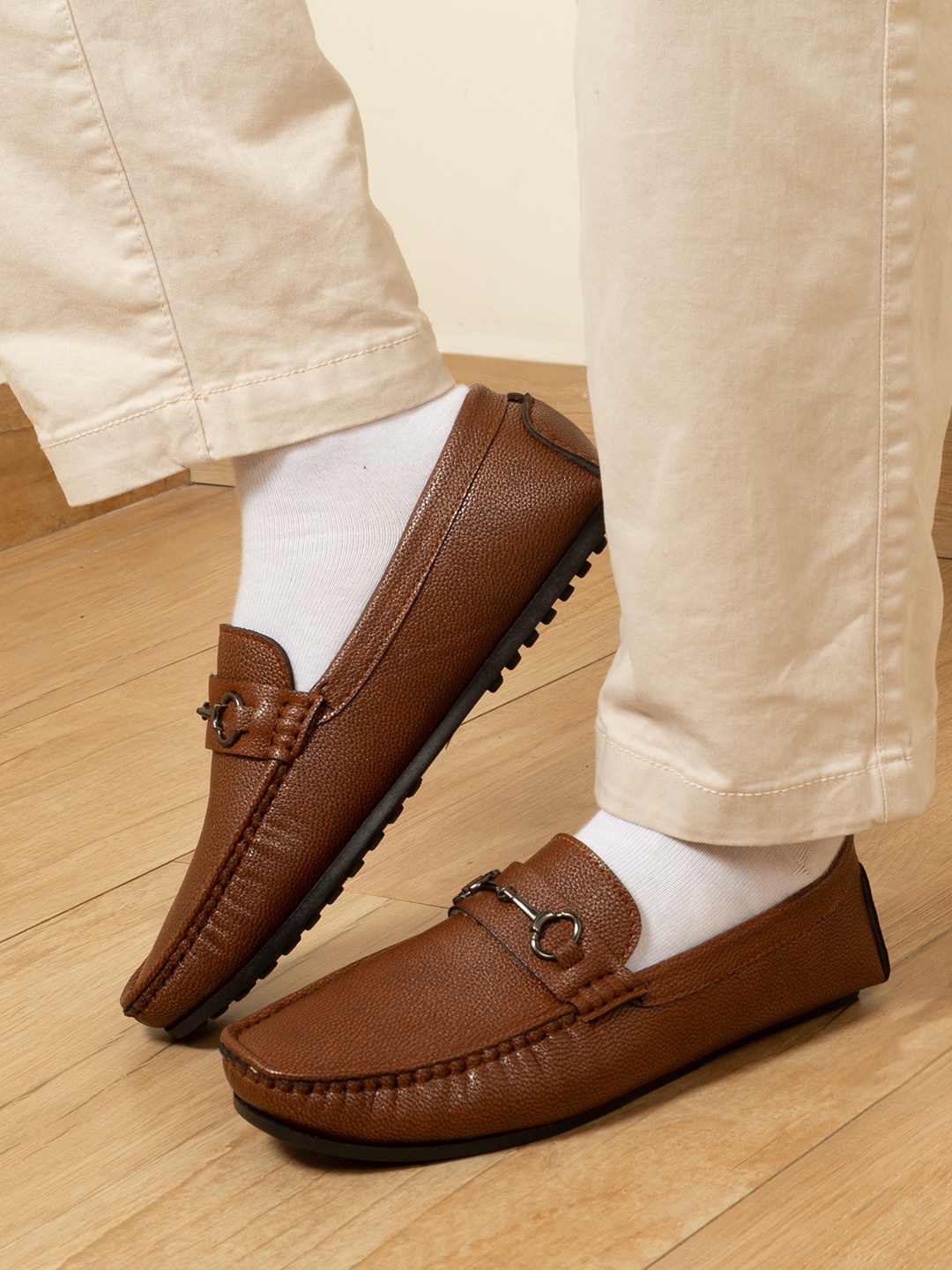 

Big Fox Men Lightweight Comfort Insole Horsebit Loafers, Tan