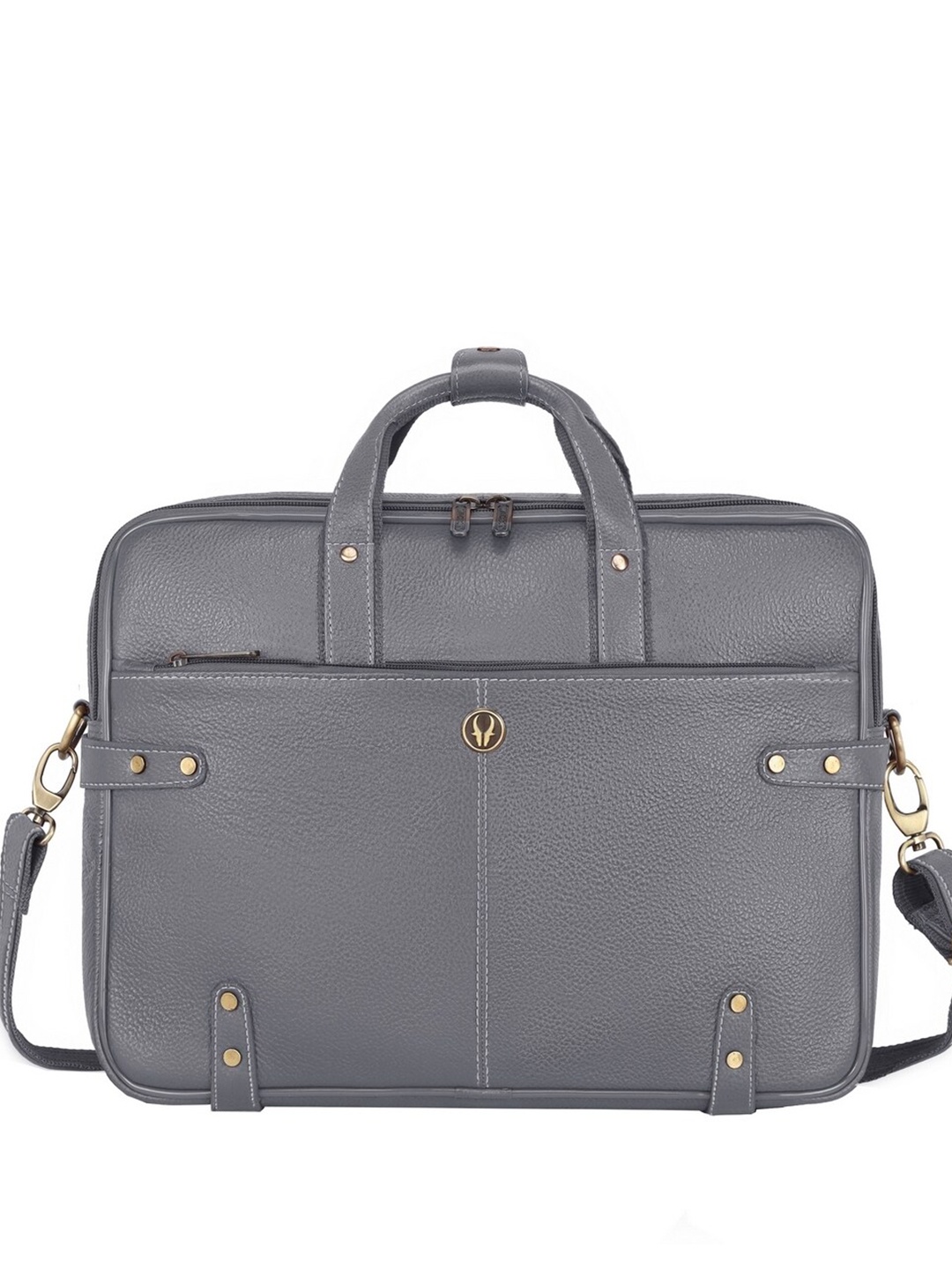 

WildHorn Men Grey Leather Laptop Bag Up to 16 inch