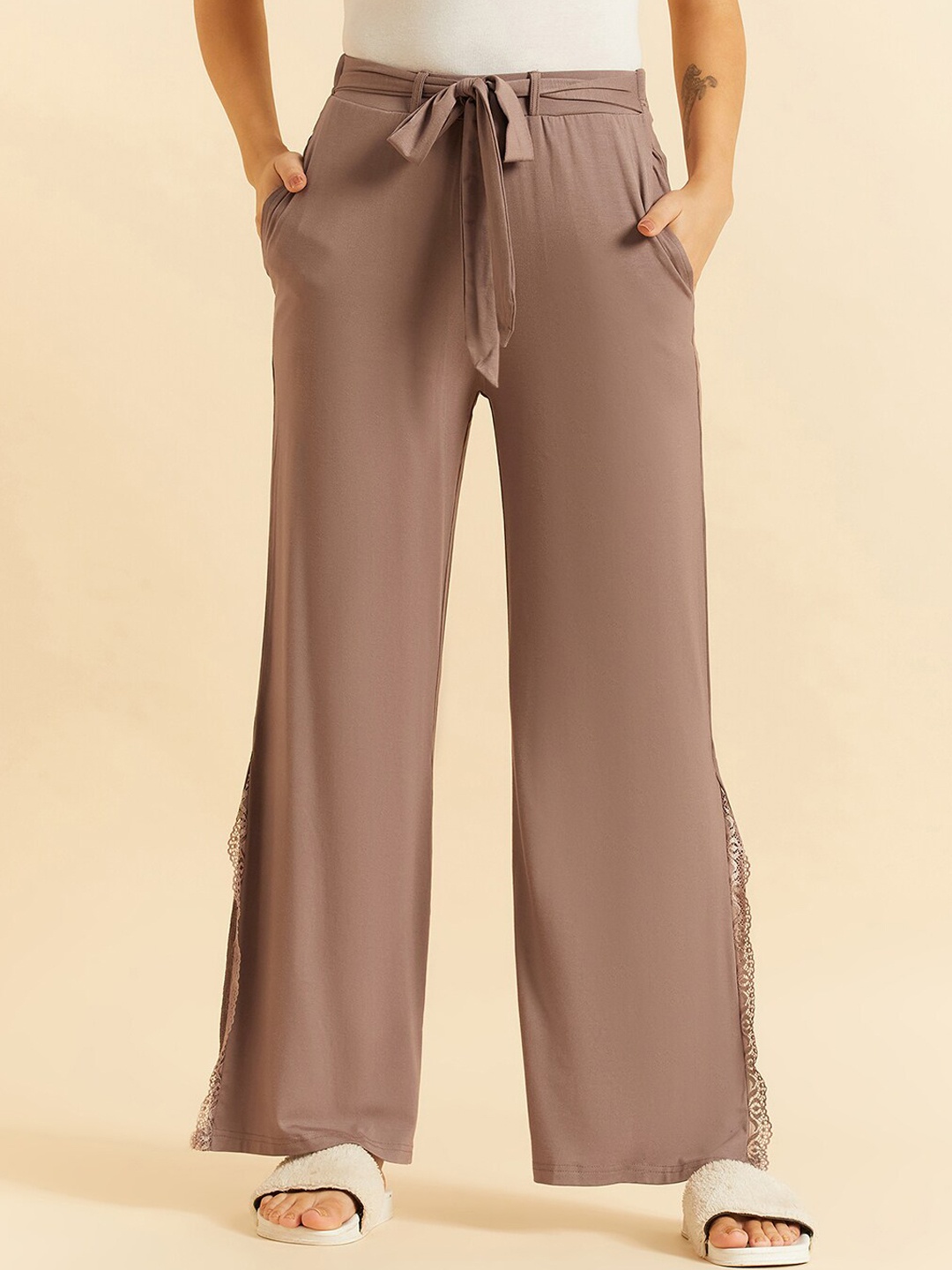 

Sweet Dreams Women Taupe Mid-Rise Modal Lounge Pants