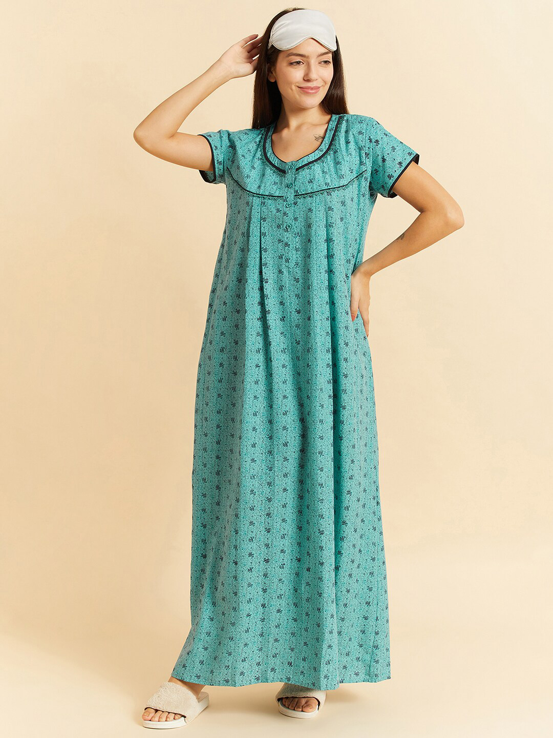 

Sweet Dreams Blue Floral Printed Maxi Nightdress