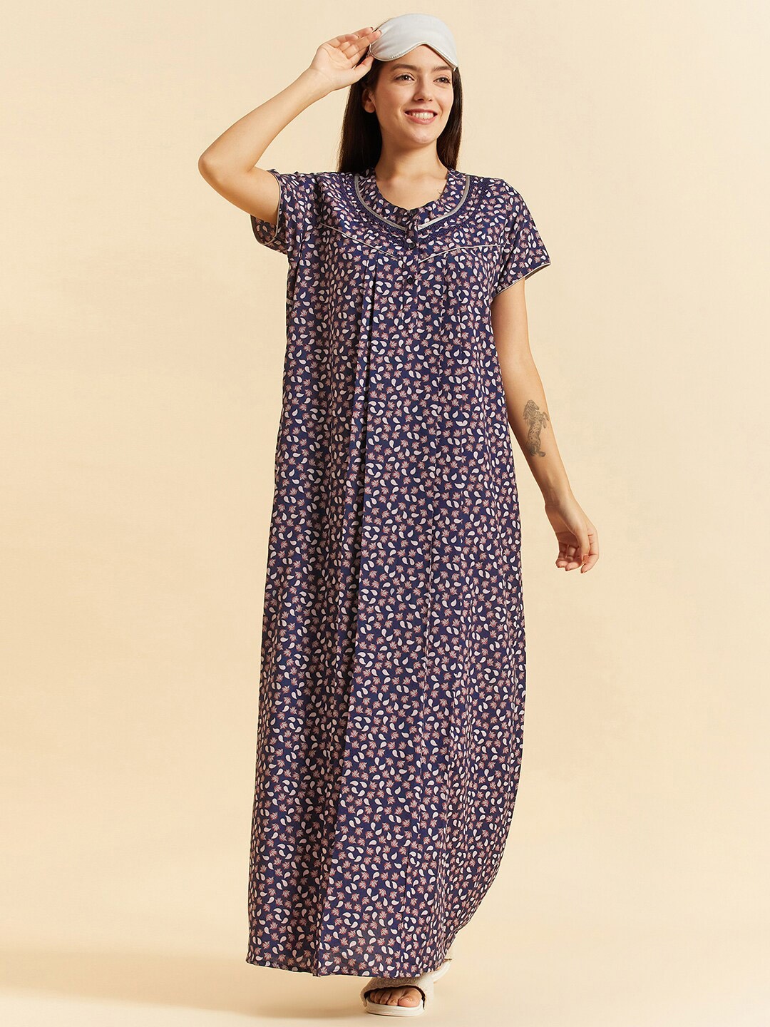 

Sweet Dreams Blue Floral Printed Nightdress