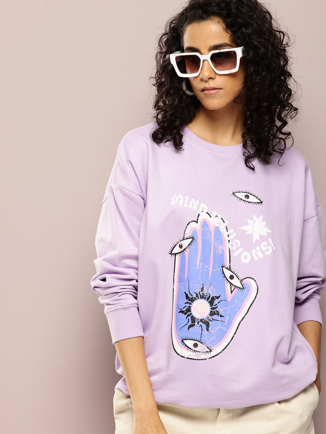 

Kook N Keech Graphic Printed Pure Cotton Sweatshirt, Lavender