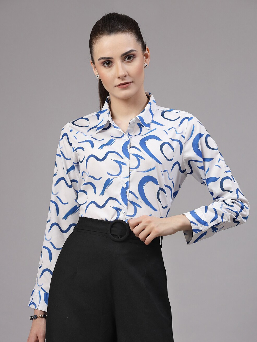 

Style Quotient Abstract Printed Smart Regular Fit Opaque Casual Shirt, Blue