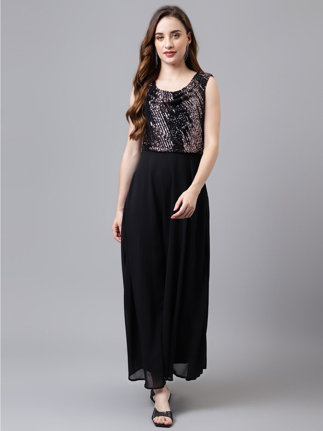 

Latin Quarters Embellished Sequined Sleeveless Maxi Dress, Black