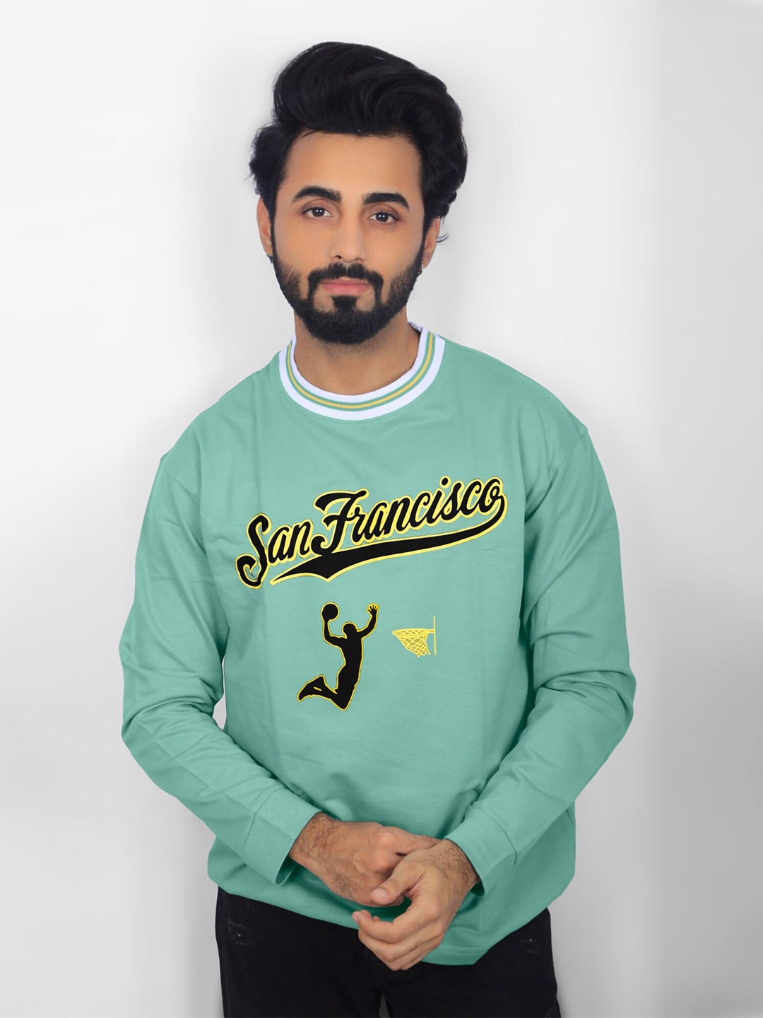 Maniac Typography Printed Cotton Oversized T-shirt, Green