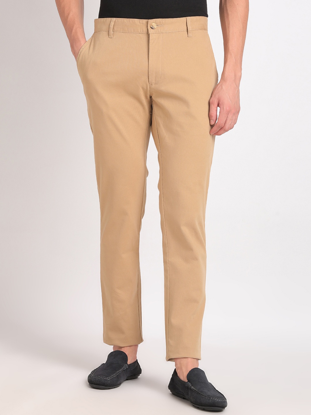 

ADRO Men Pencil Slim Fit Cotton Chinos Trousers, Beige