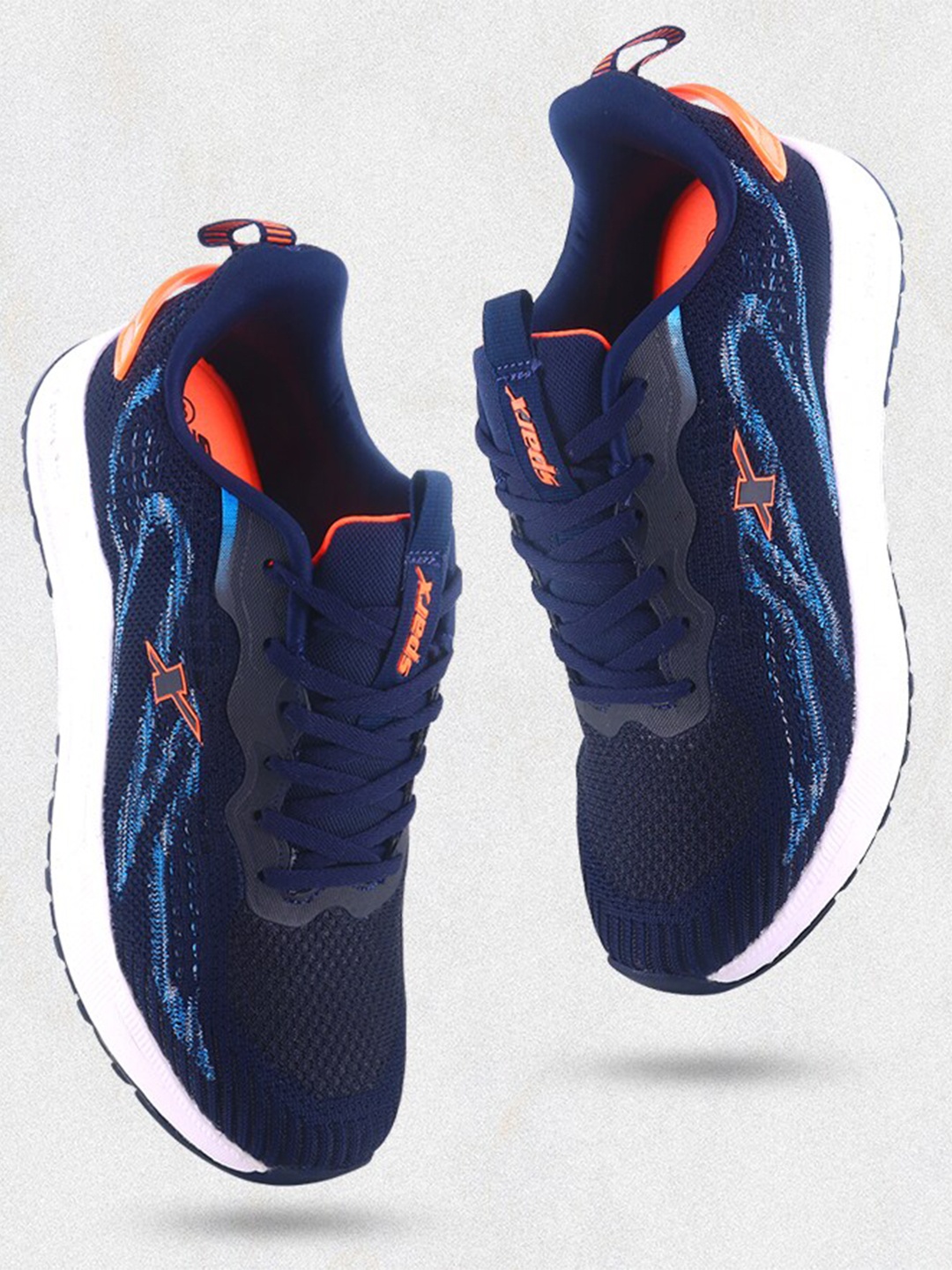 

Sparx Men Textured Lace-Up Running Shoes, Navy blue