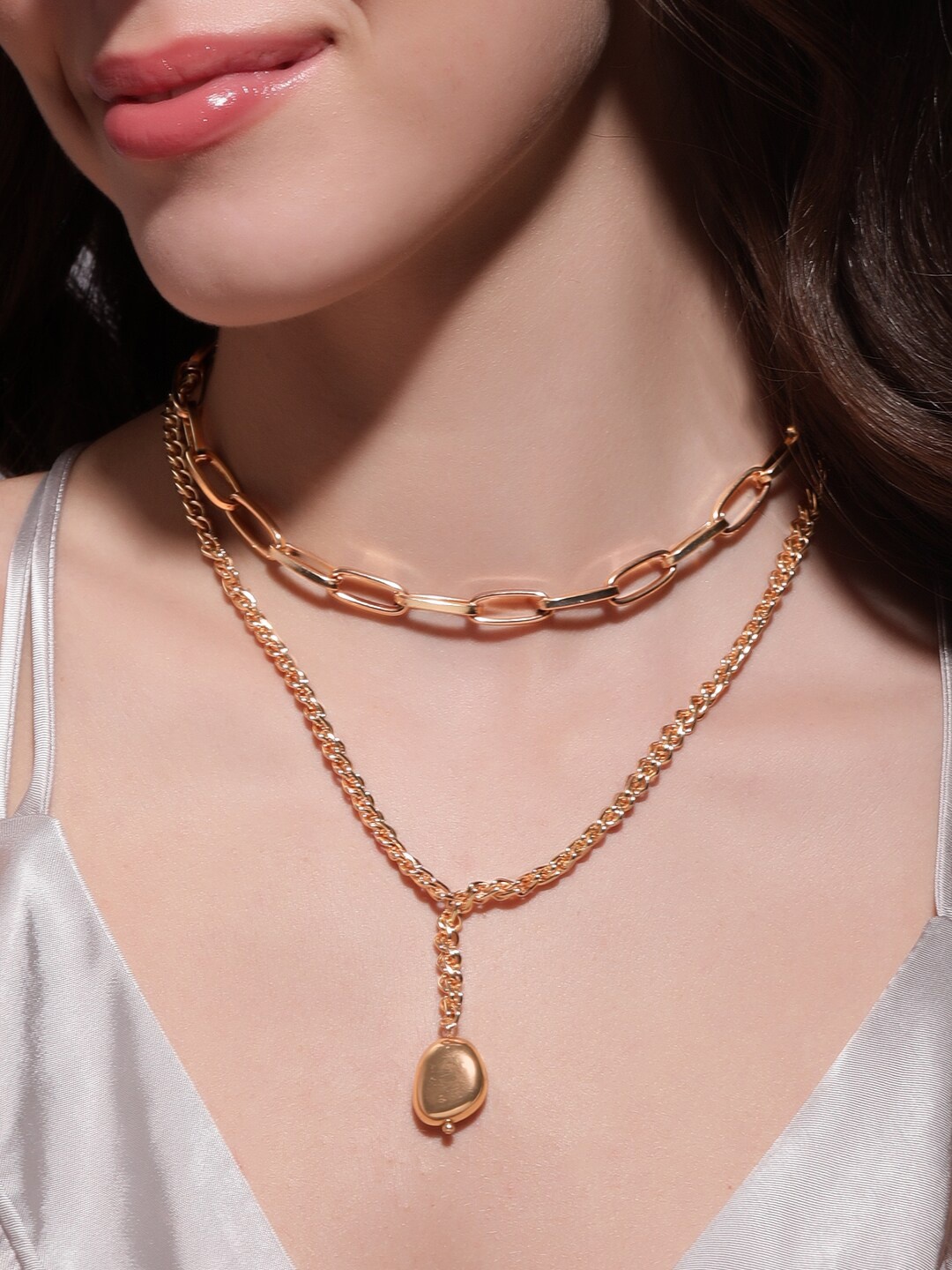 

Rubans Voguish Gold Plated Layered Necklace