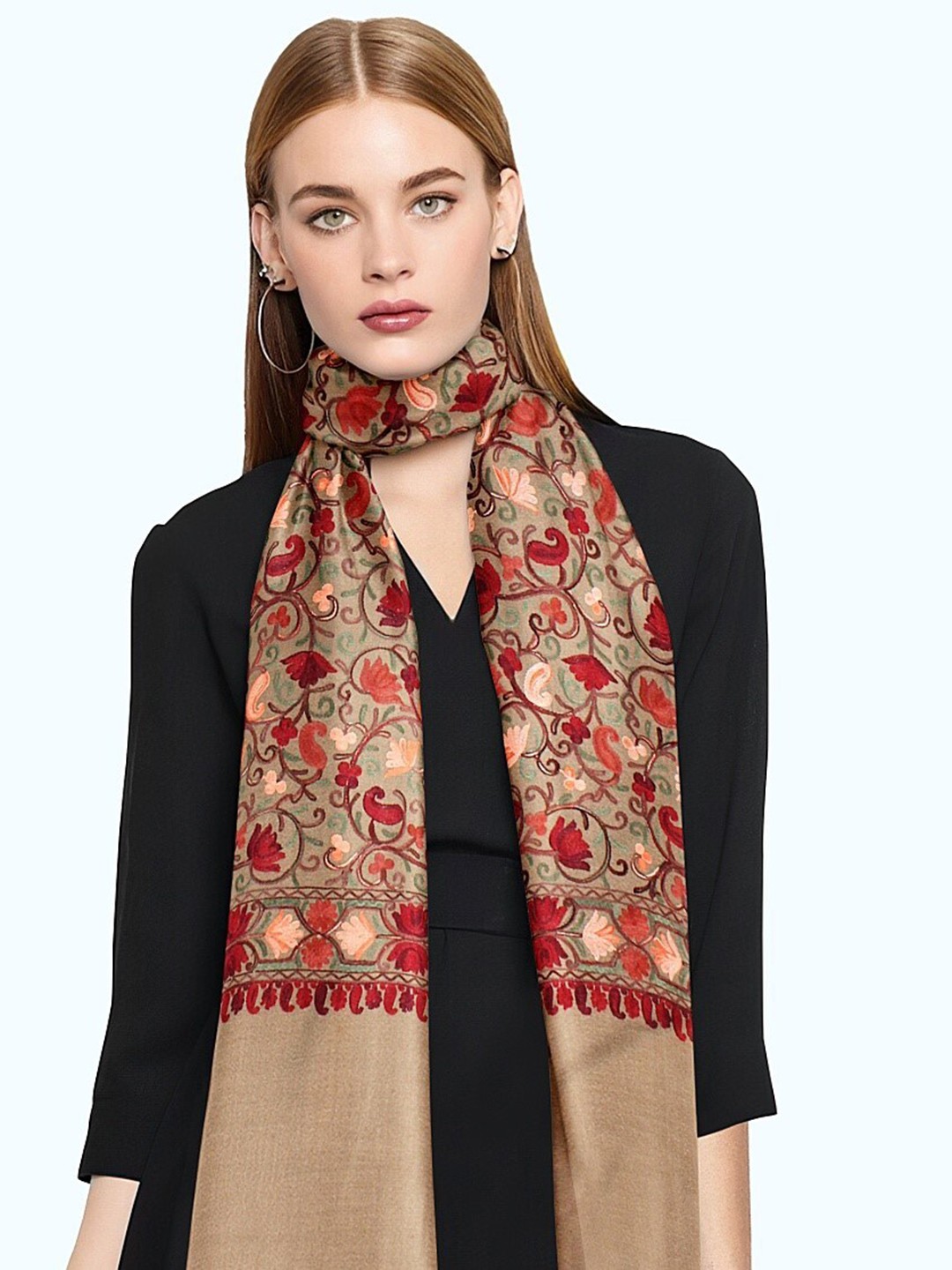 

CASMIR Beige Floral Embroidered Shawl