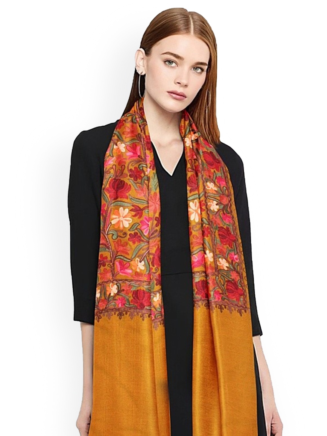 

CASMIR Floral Printed Shawl, Mustard