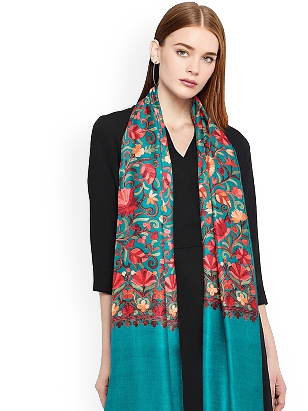 

CASMIR Floral Printed Shawl, Sea green