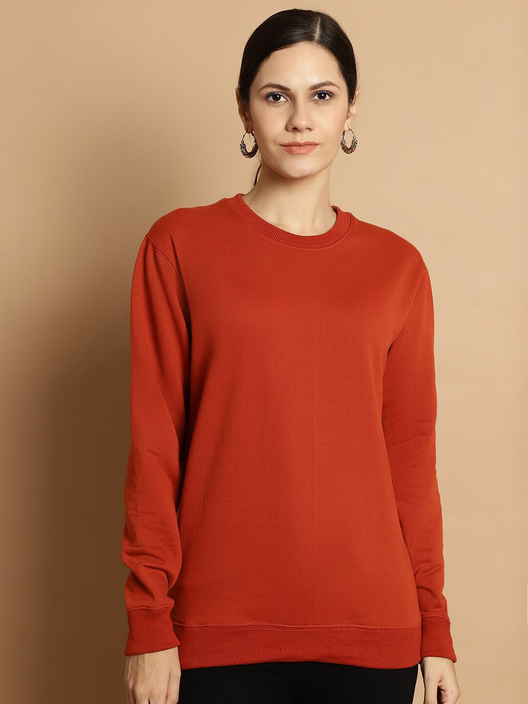 

urSense Round Neck Fleece Pullover, Orange