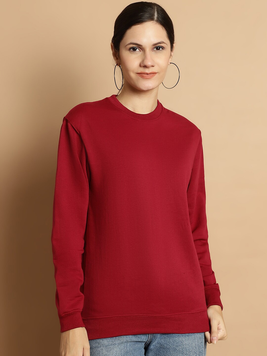 

urSense Round Neck Fleece Pullover, Maroon