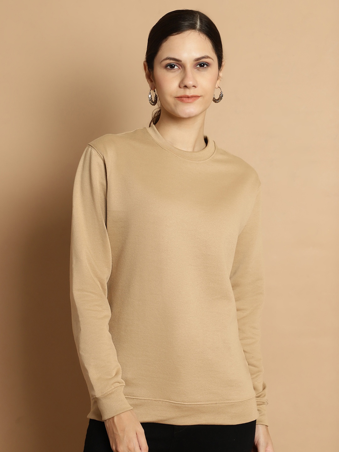 

urSense Round Neck Fleece Pullover, Beige