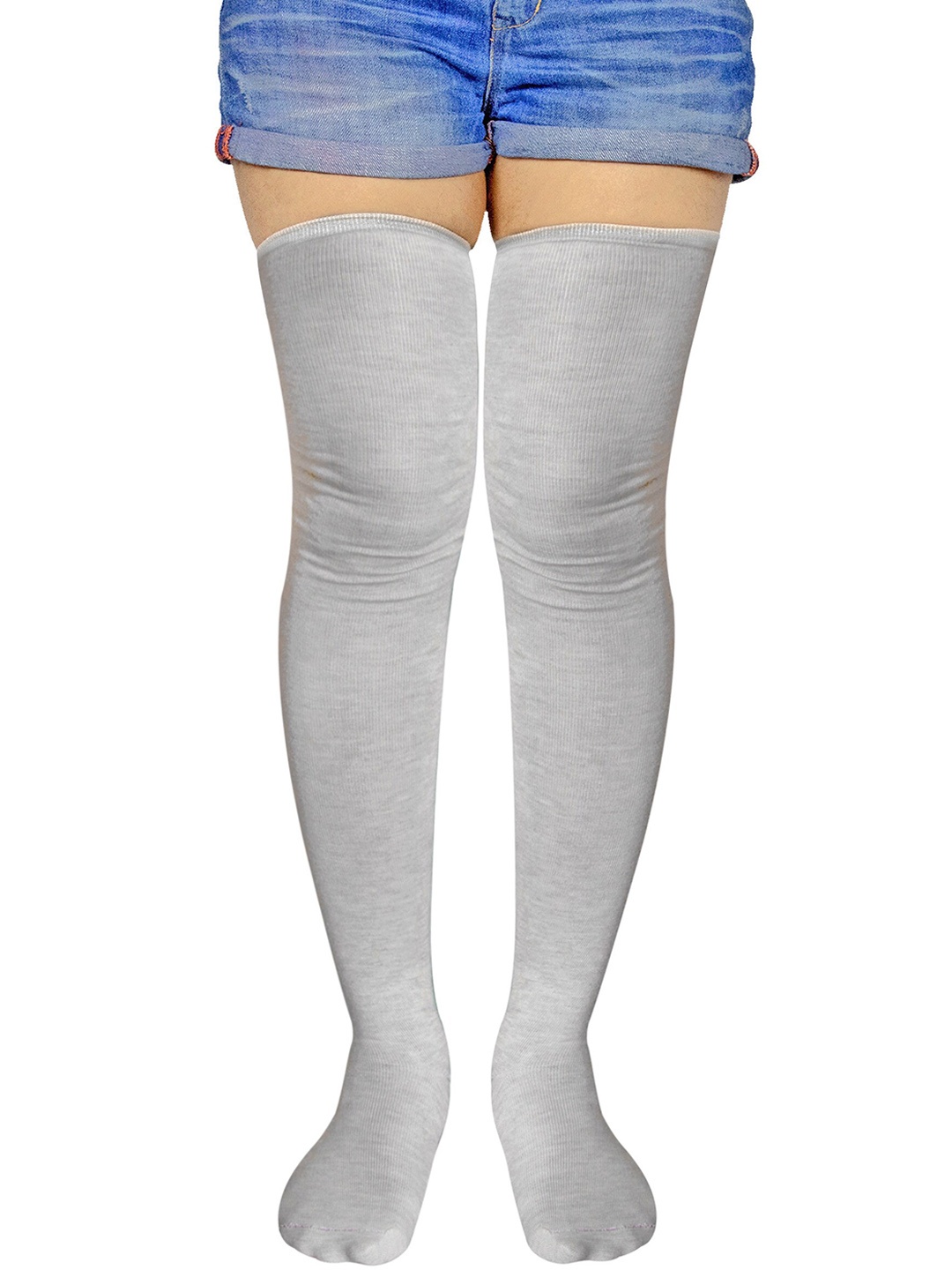 

BAESD Women Cotton Thigh-High Above Knee Socks, Grey