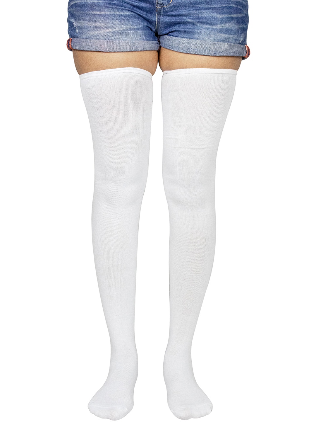 

BAESD Women Cotton Above Knee Socks, White