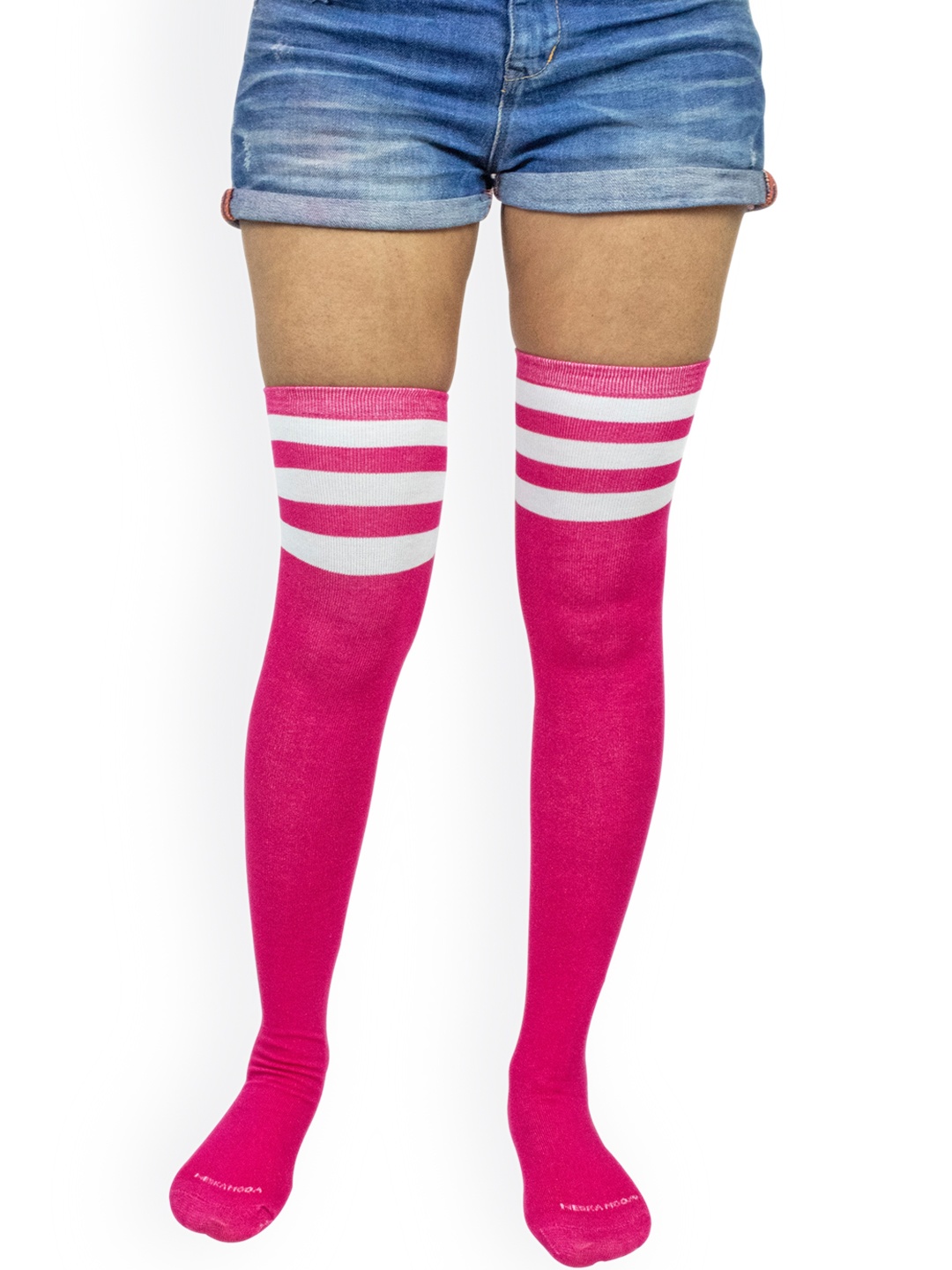 

BAESD Women Striped Cotton Cotton Above Knee Socks, Magenta