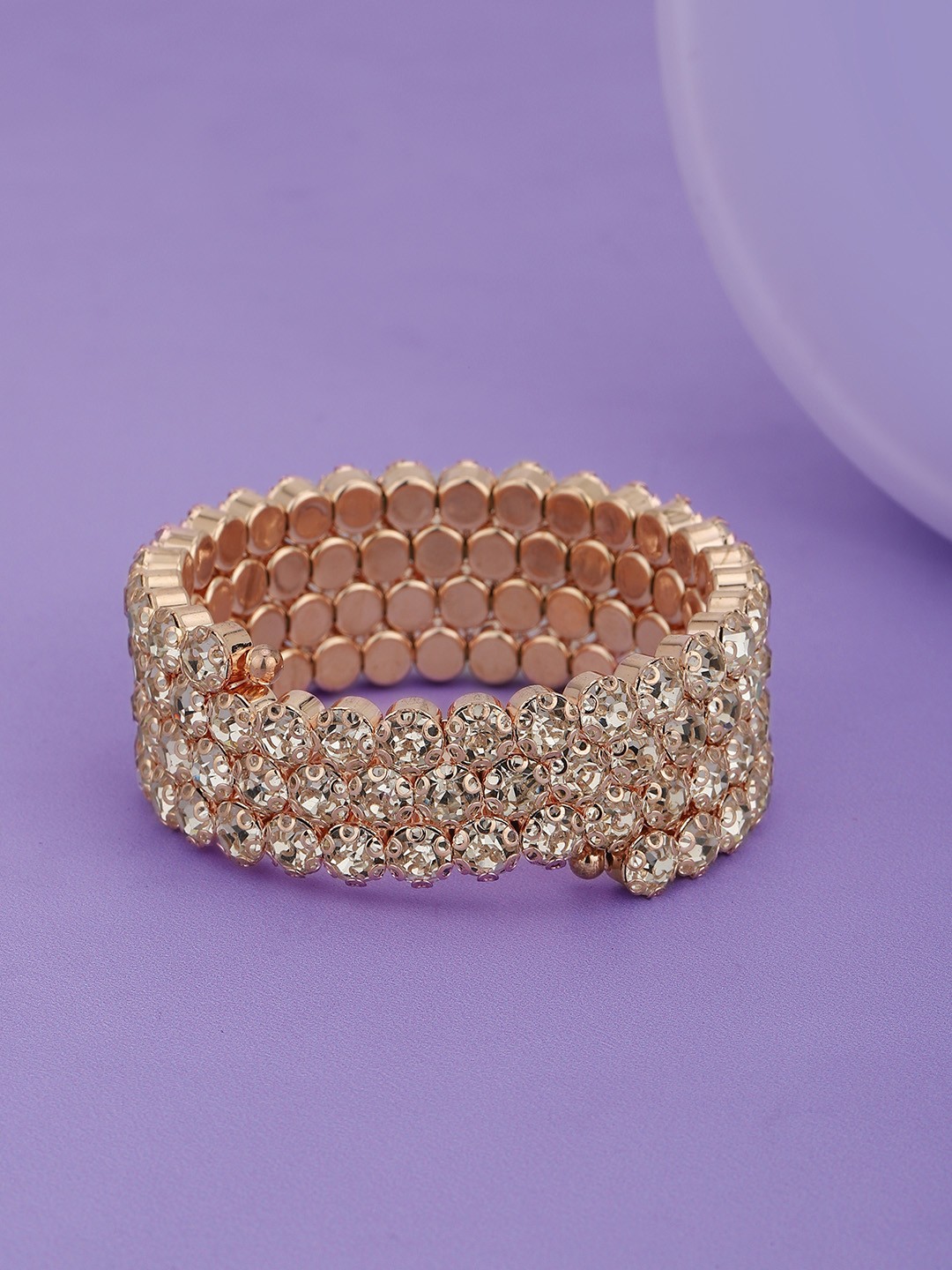 

Carlton London Cubic Zirconia Rose Gold-Plated Wraparound Bracelet