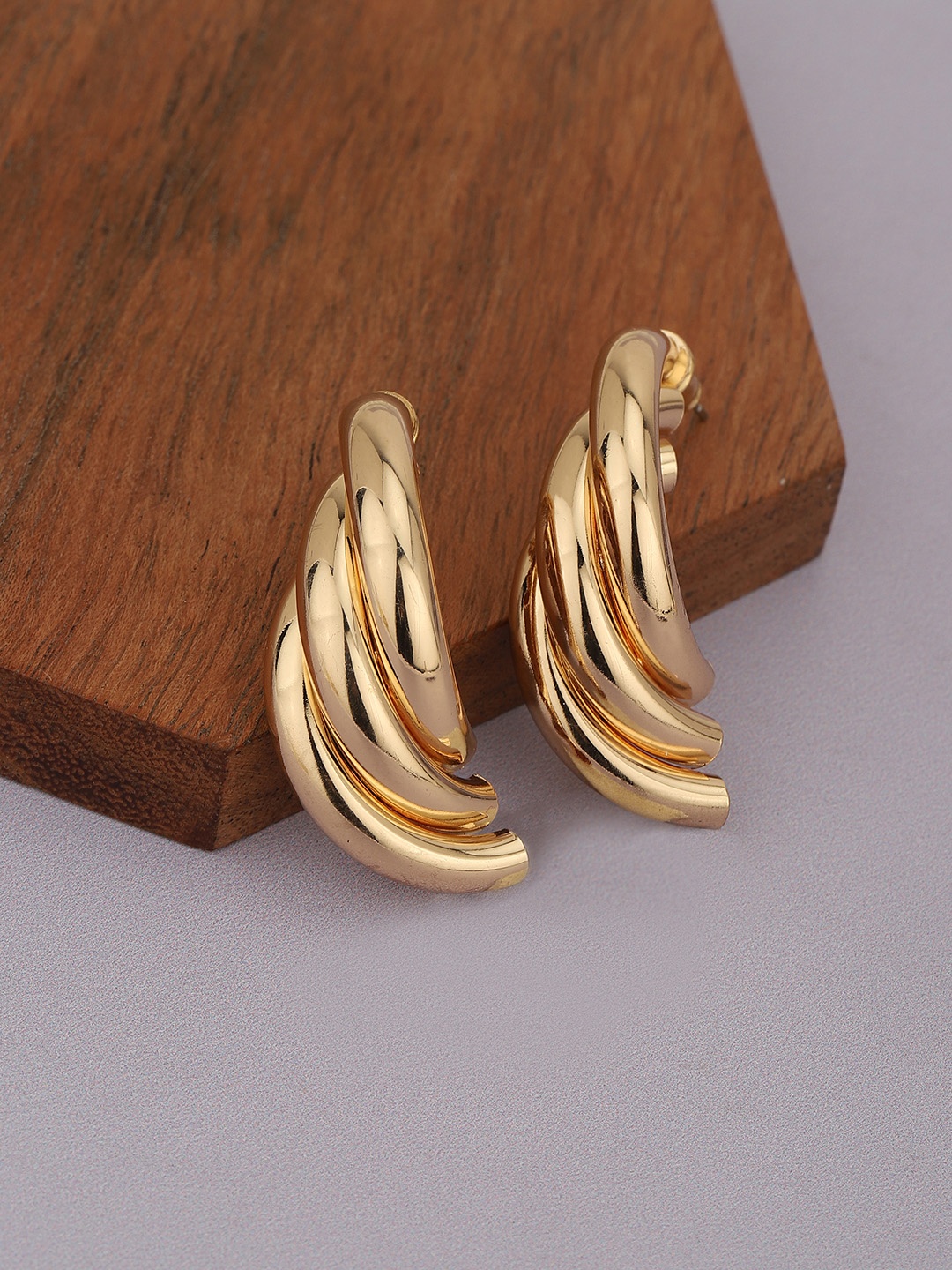 

Carlton London Gold-Plated Contemporary Drop Earrings