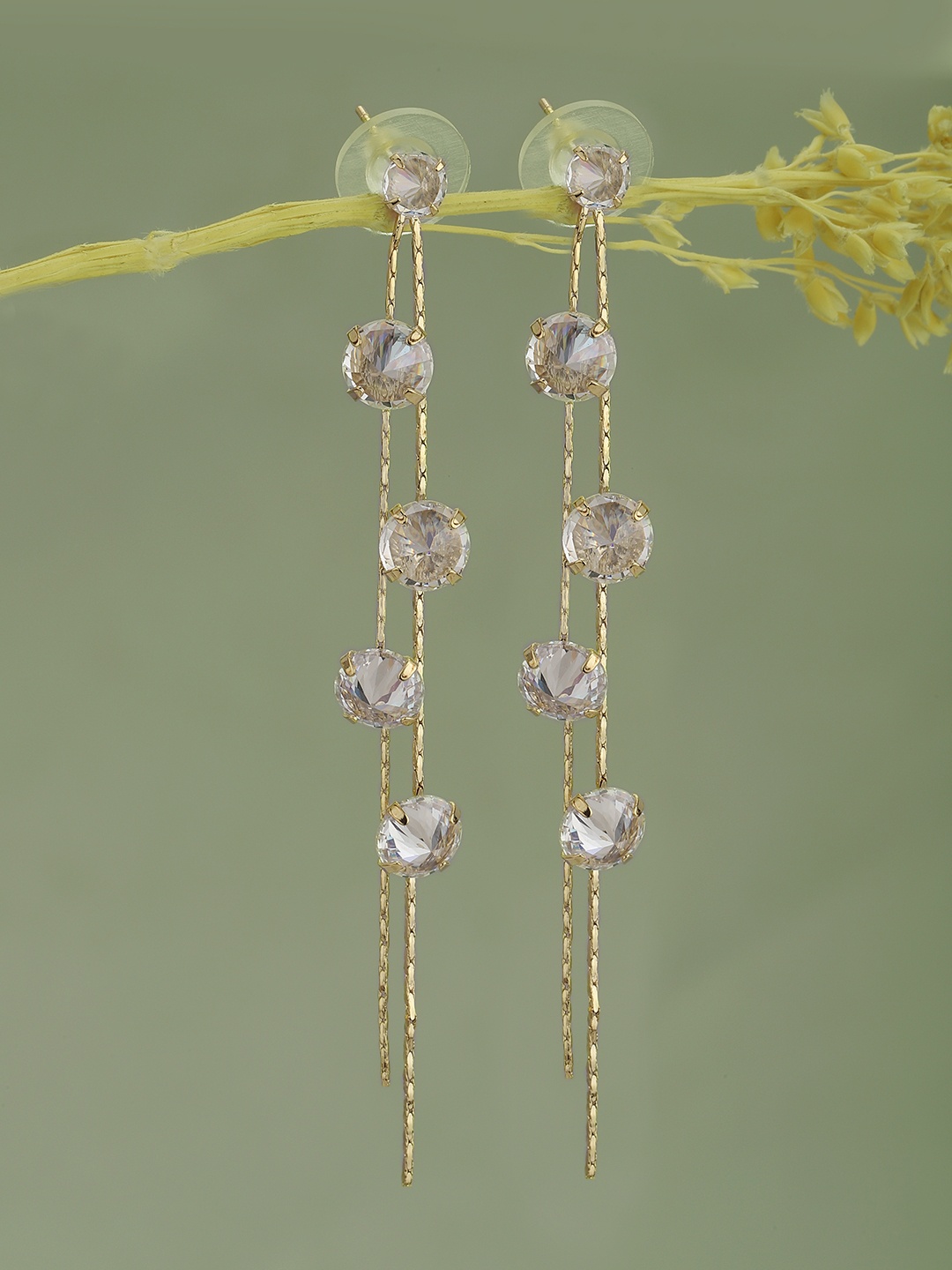 

Carlton London Gold-Plated CZ Contemporary Drop Earrings