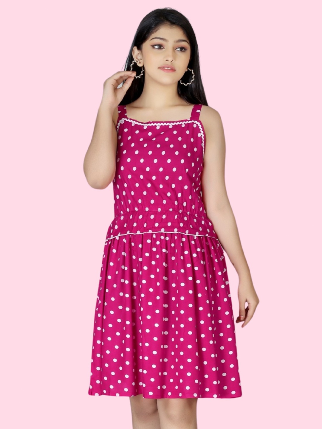 

BAESD Girls Polka Dot Printed Fit & Flare Dress, Pink