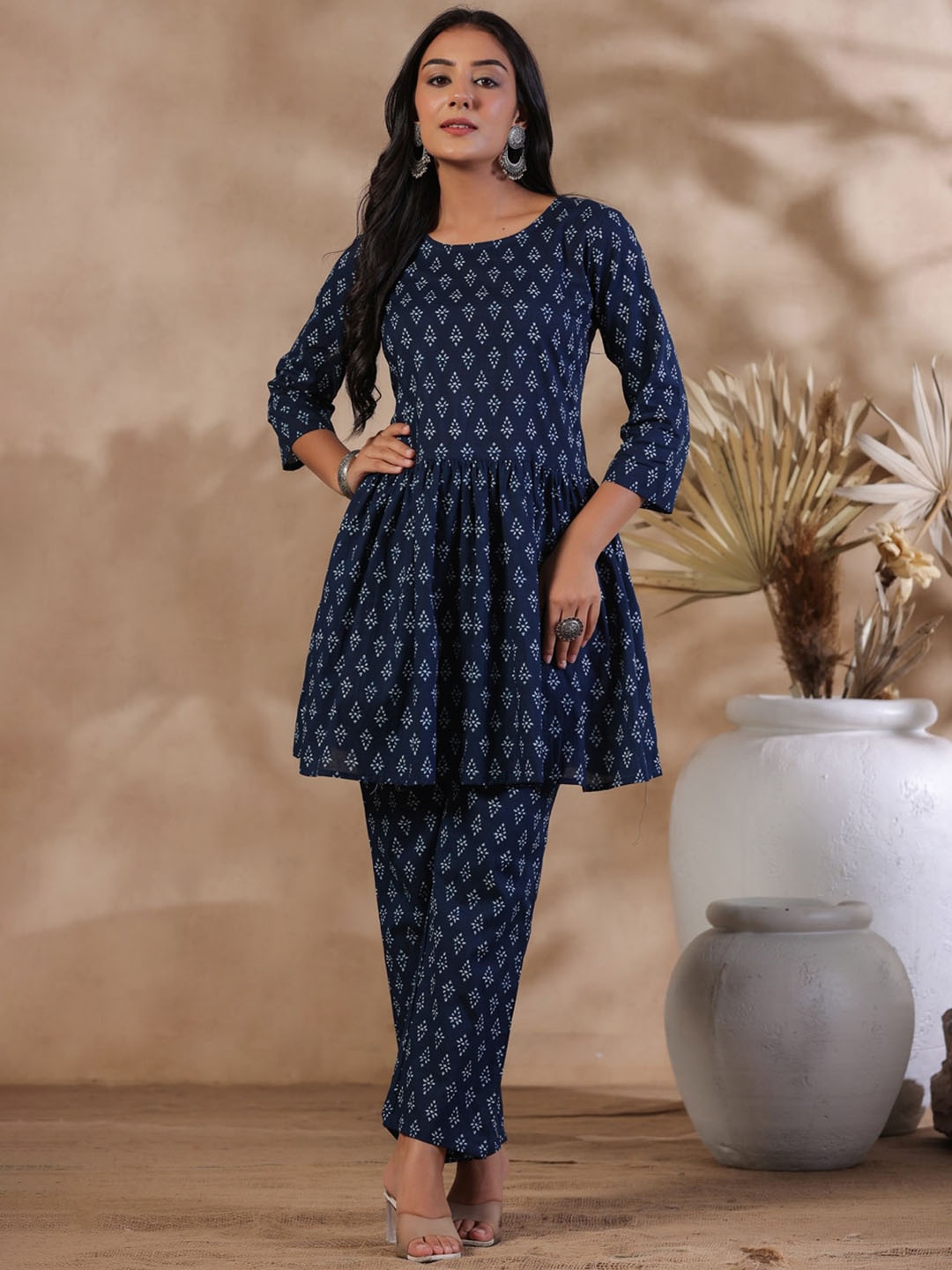 

Anubhutee Printed Pure Cotton Tunic & Trousers, Blue