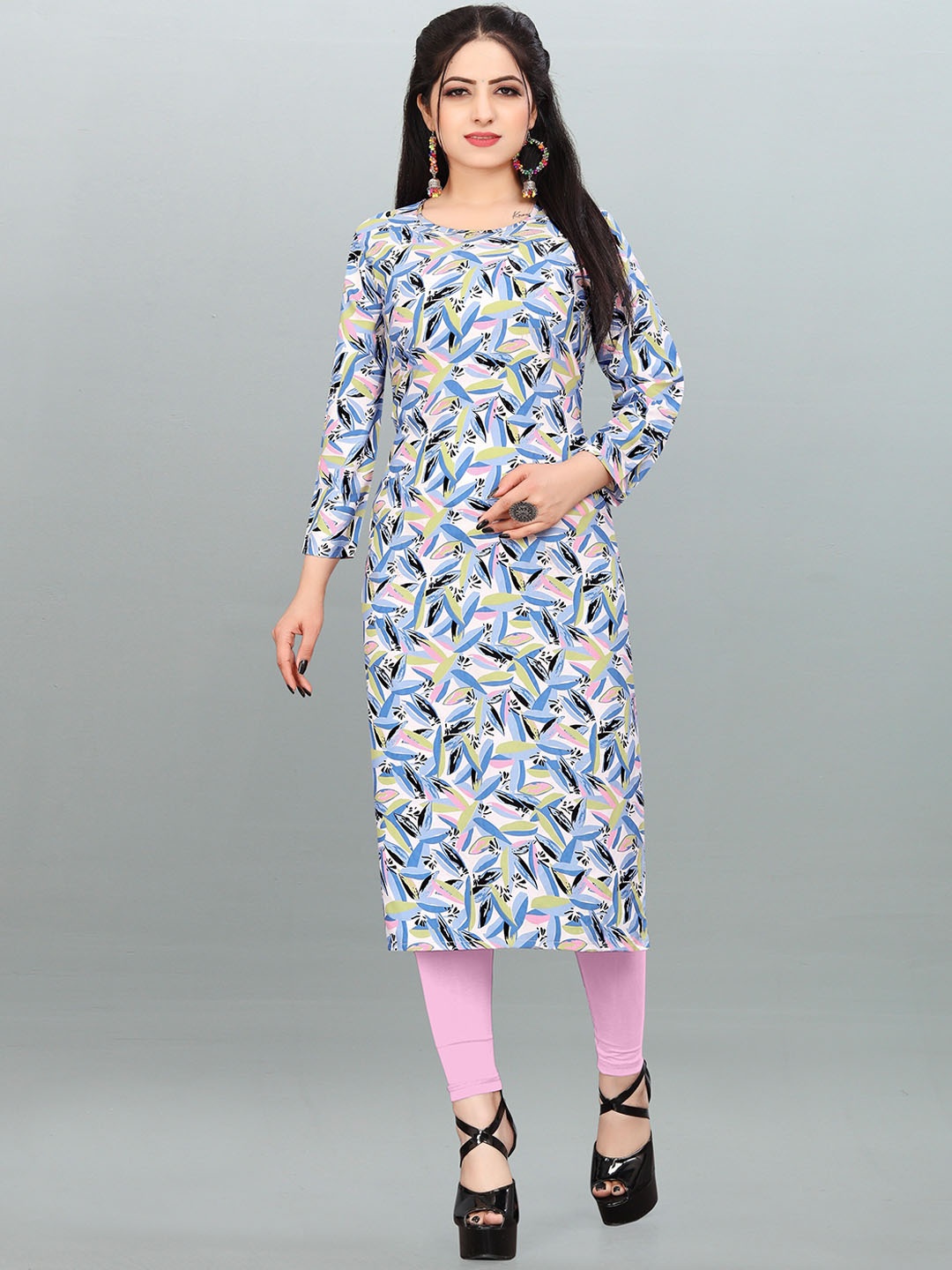 

TITANIUM SILK INDUSTRIES PVT. LTD. Abstract Printed Straight Kurta, Blue