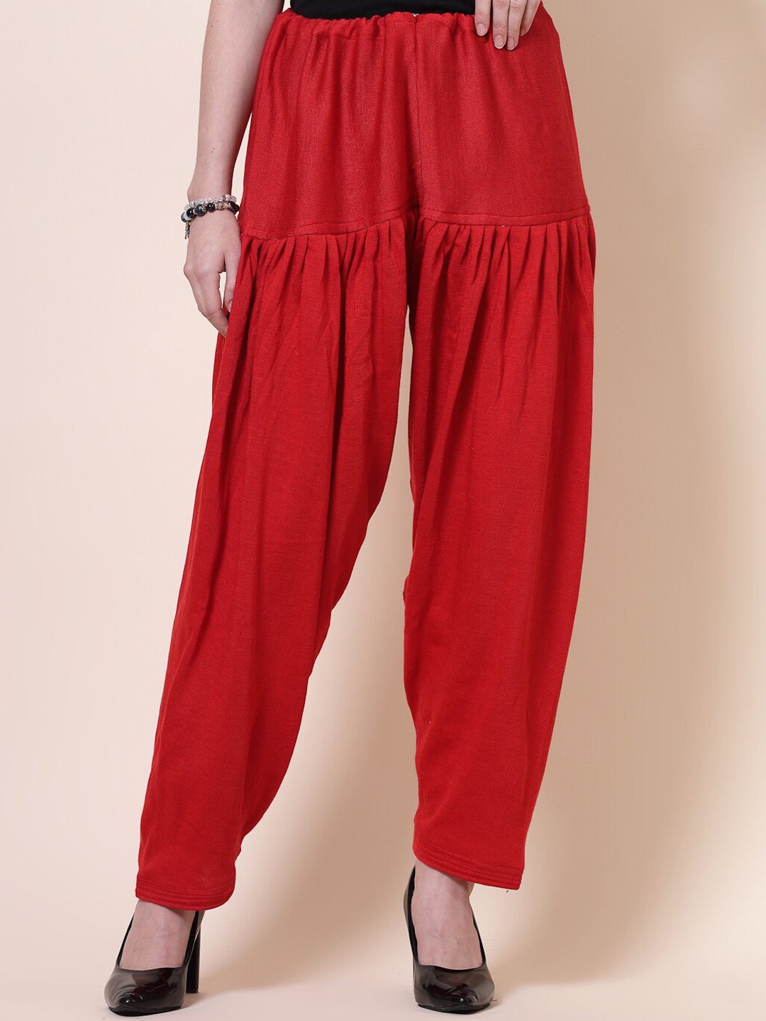 

Clora Creation Women Solid Woollen Semi-Patiala Salwar, Red