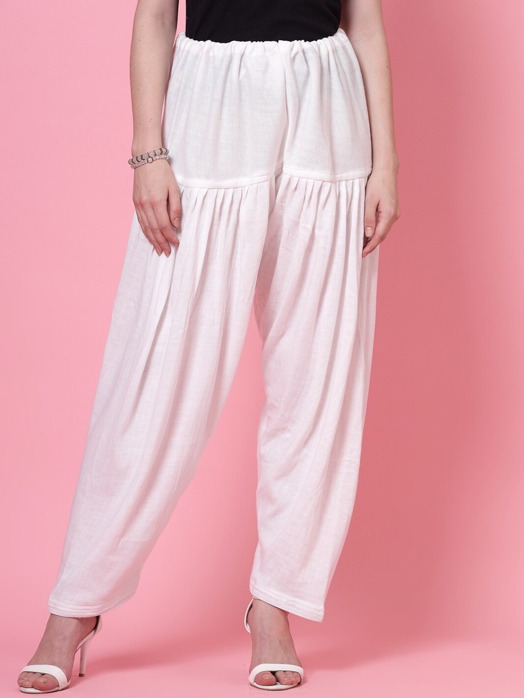 

Clora Creation Women Woollen Semi-Patiala Salwar, White