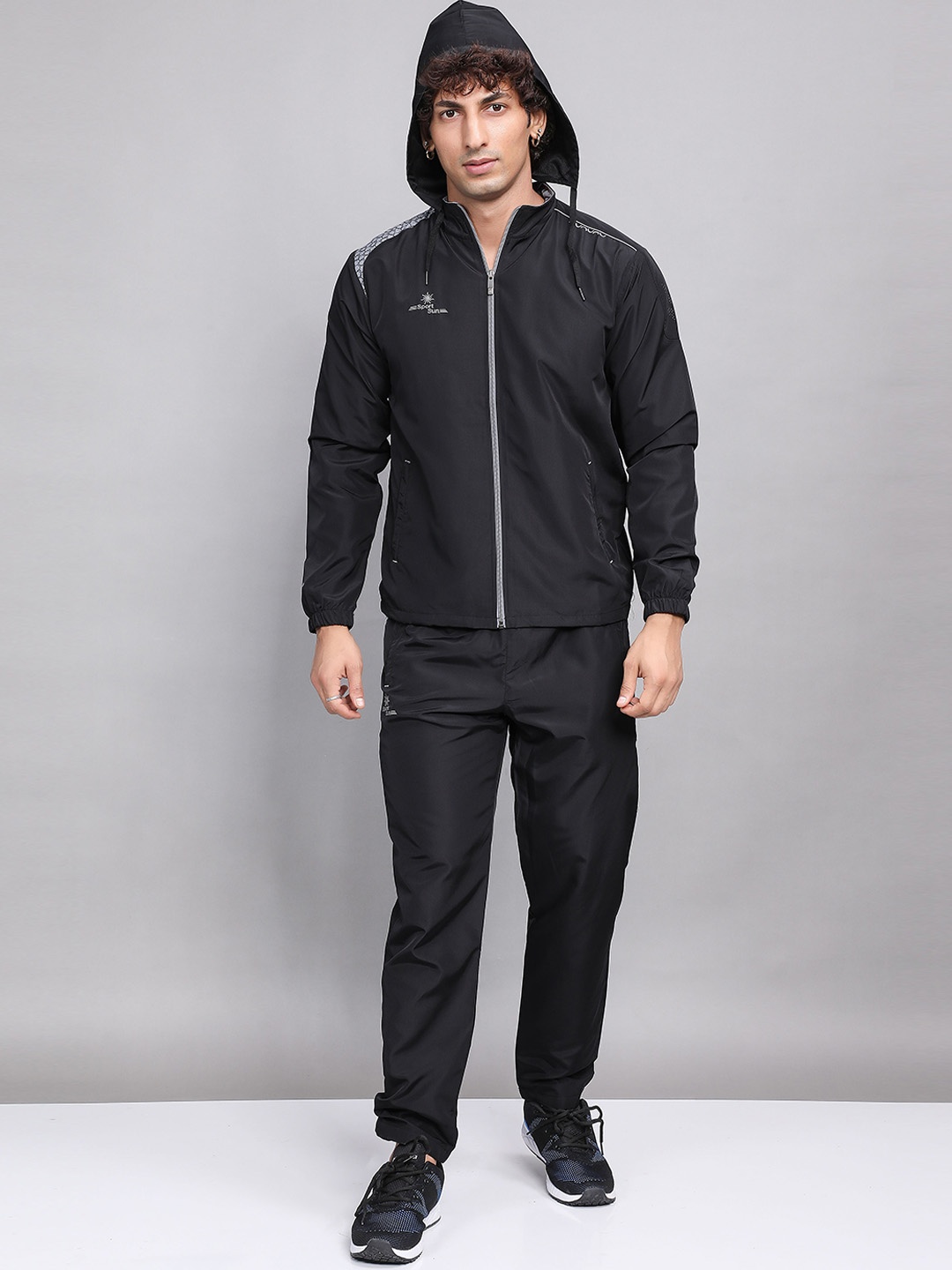 

SPORT SUN Hooded Mid Rise Tracksuit, Black