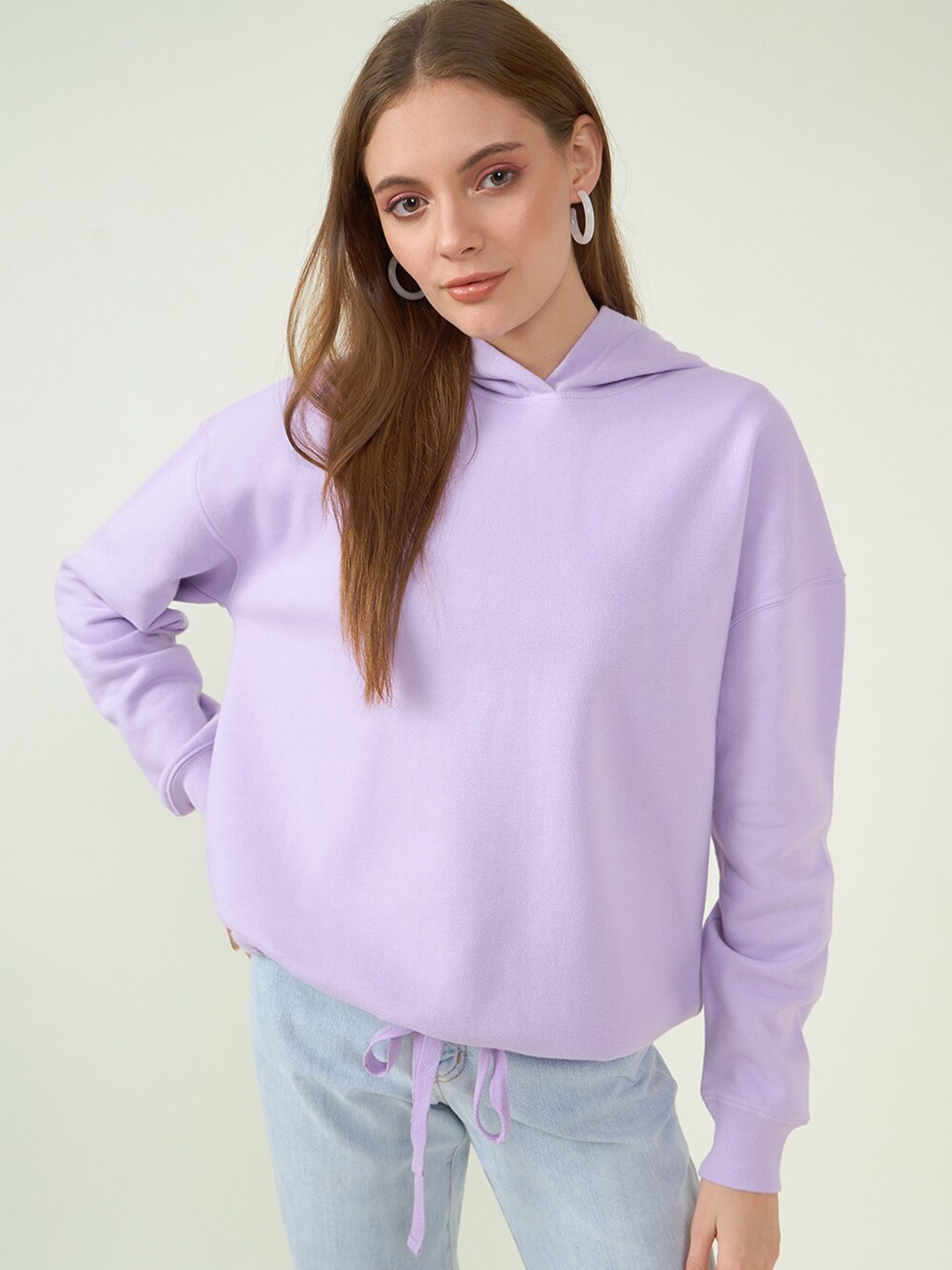 

Strong And Brave Odour Free Hooded Cotton Oversized Pullover Sweatshirt, Lavender