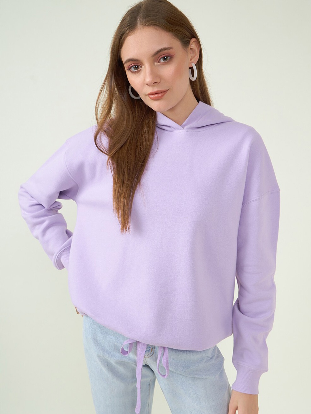 

Strong And Brave Odour Free Hooded Cotton Oversized Pullover Sweatshirt, Lavender