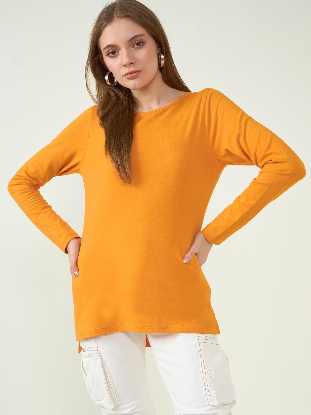 

Strong And Brave Round Neck Regular Odour Free Cotton T-shirt, Orange