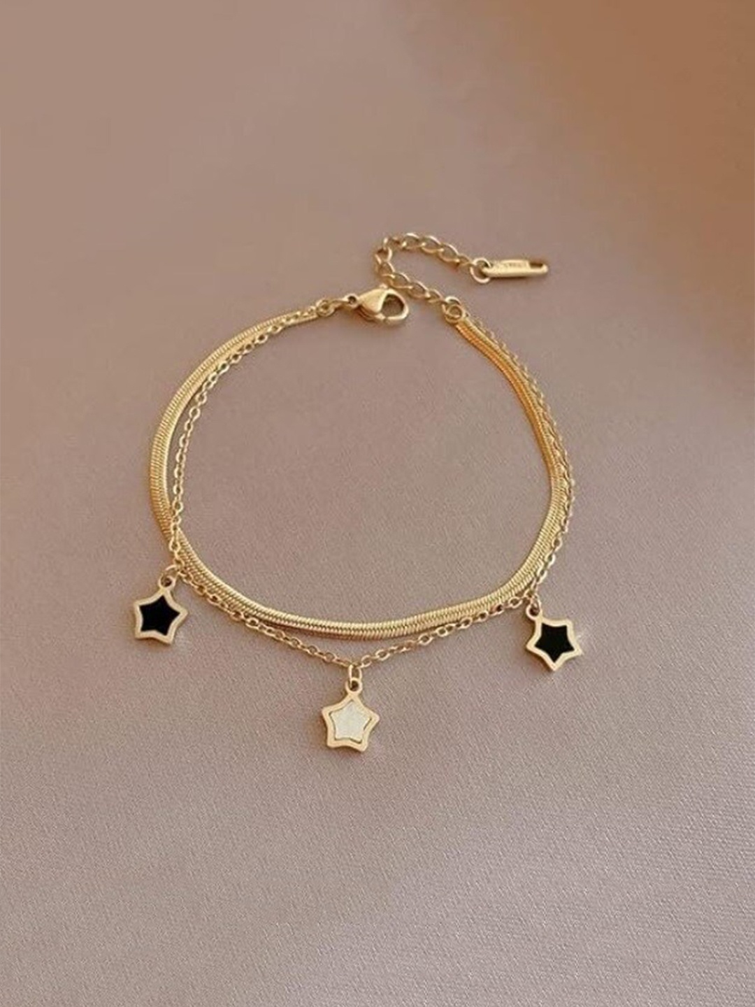 

KRYSTALZ Onyx Studded Gold-Plated Charm Bracelet