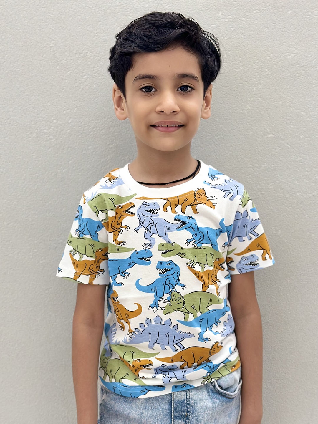

Googo Gaaga Boys Conversational Printed Cotton T-shirt, White
