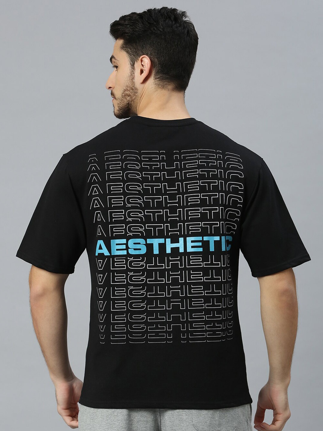 

AESTHETIC NATION Typography Printed Cotton T-Shirt, Black