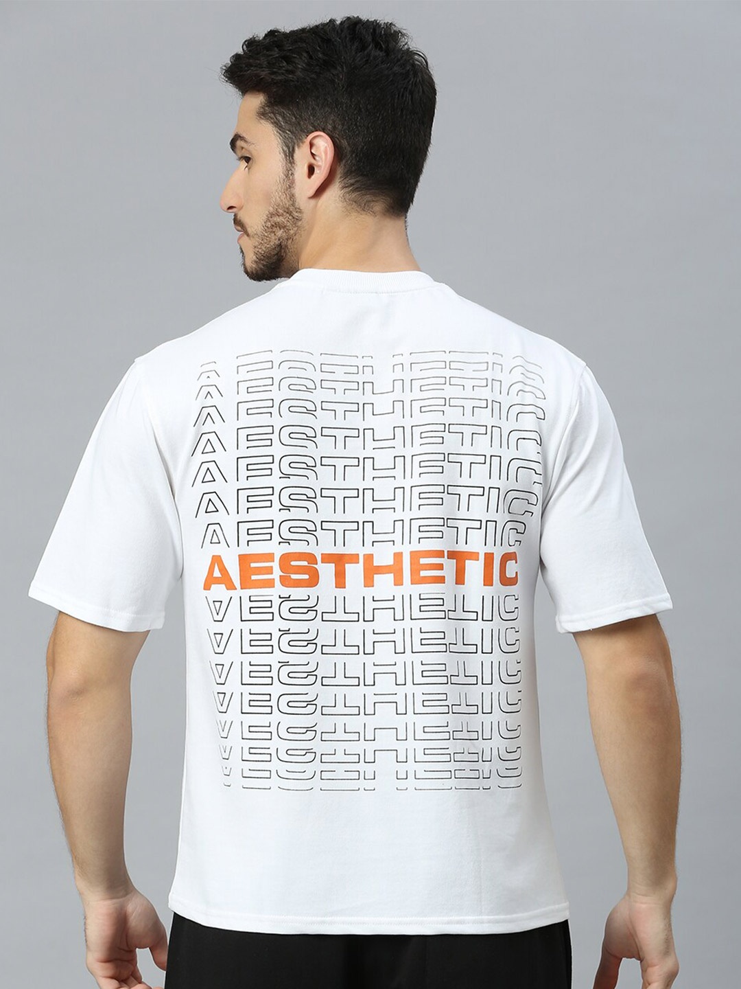 

AESTHETIC NATION Typography Printed Cotton T-Shirt, White